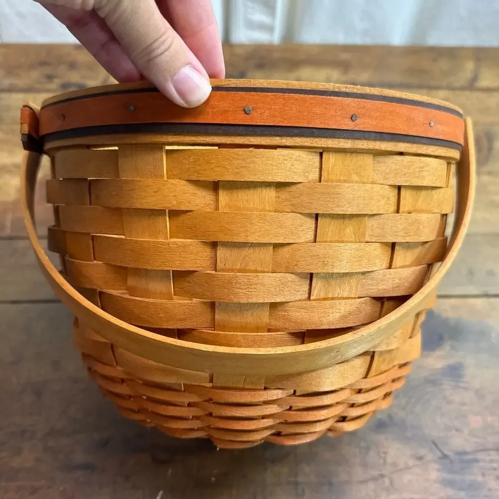 Longaberger 1995 Pumpkin Basket No. 19402 Lid + Plastic Insert + Cloth Liner